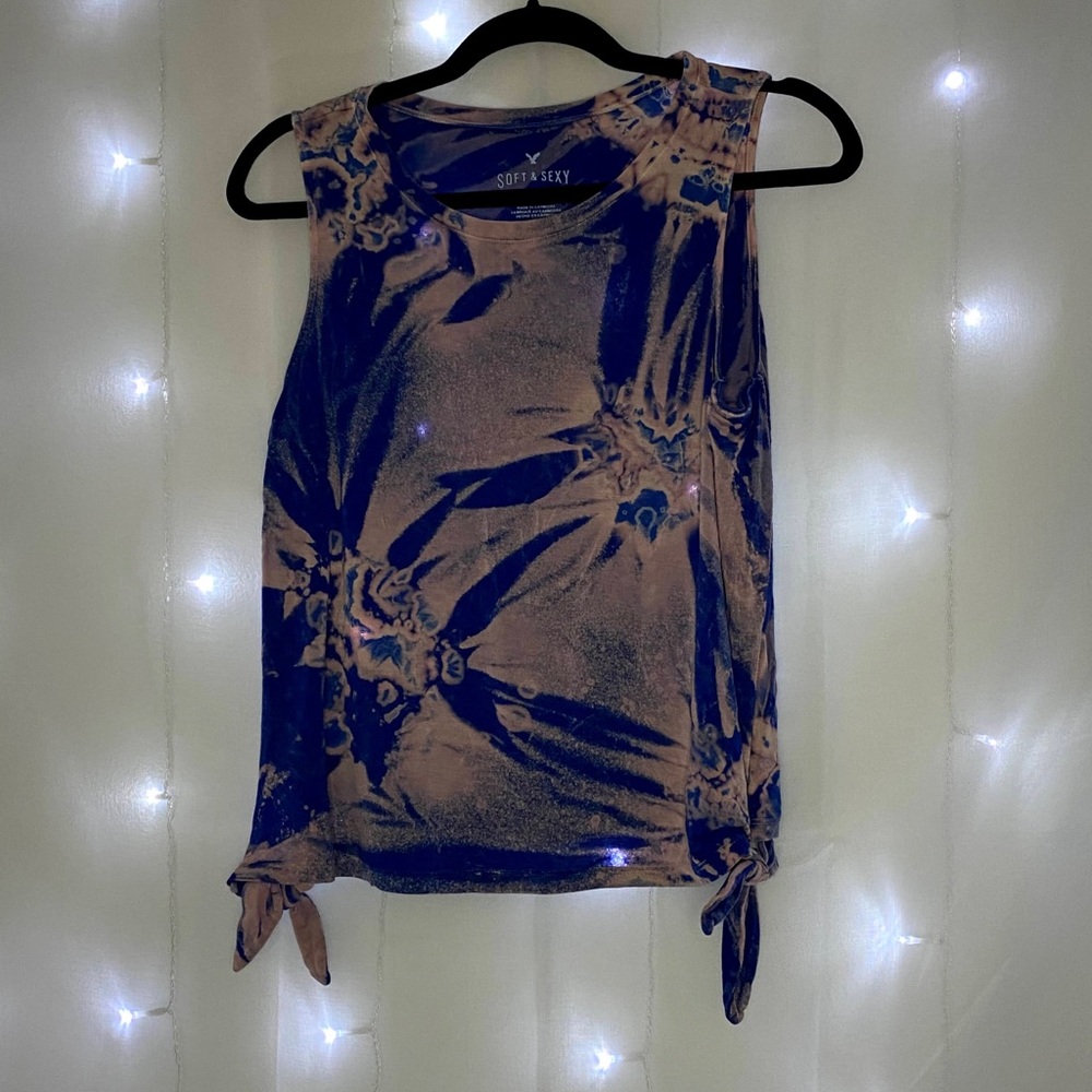 Blue bleached tank top